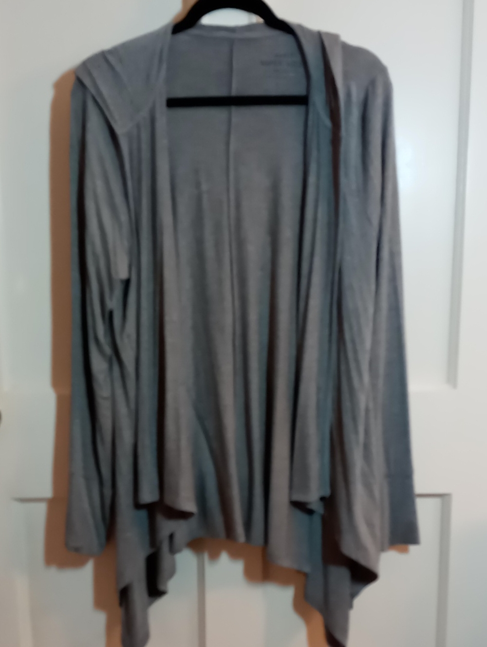 Torrid Grey Open-Front Hooded Draped Cardigan